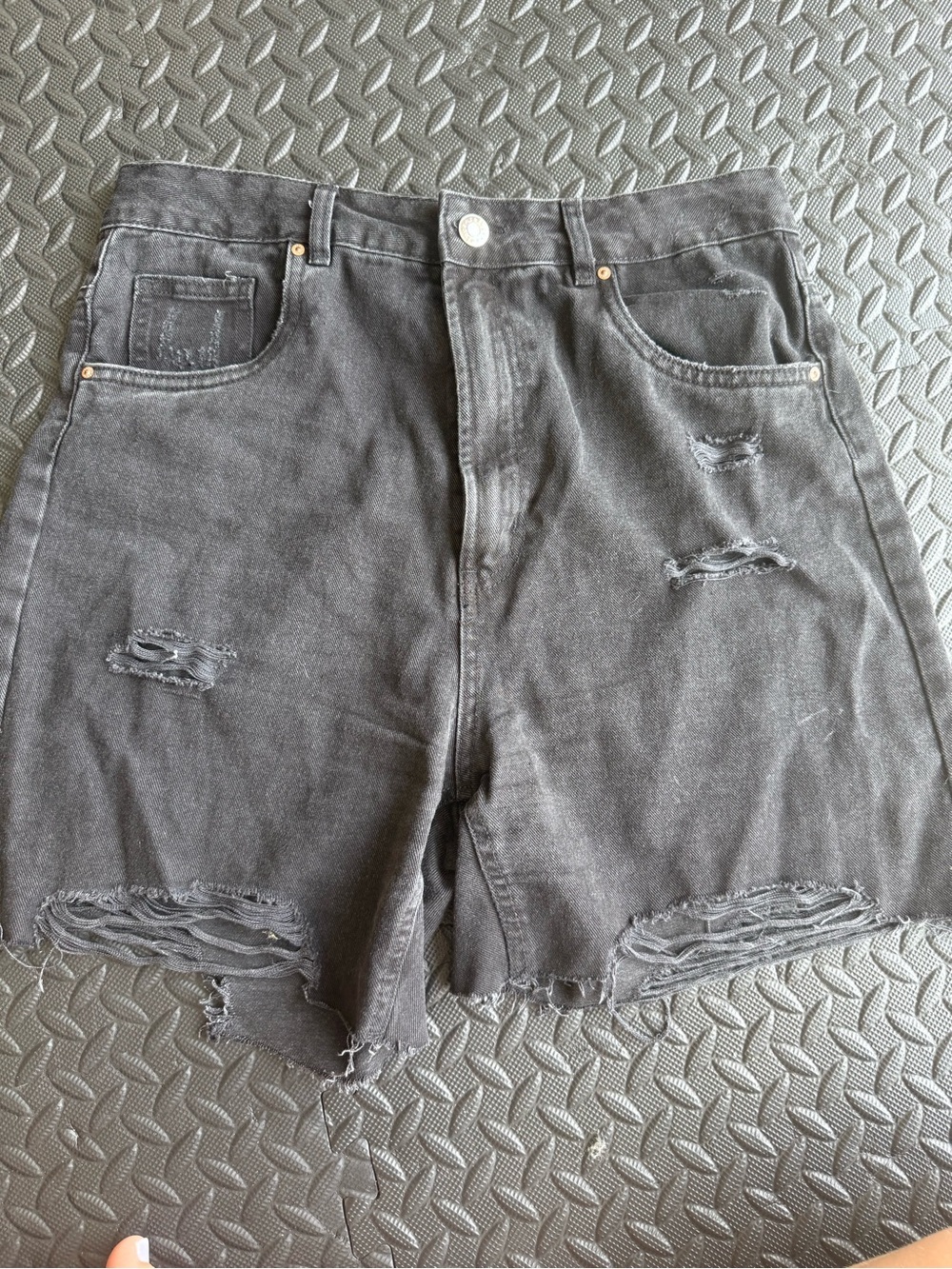 90’s Long High-Rise Black Distressed Women’s Jean Shorts